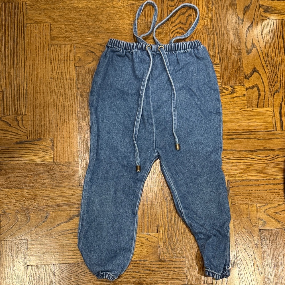 Kids Denim Blue Romper with Adjustable Straps